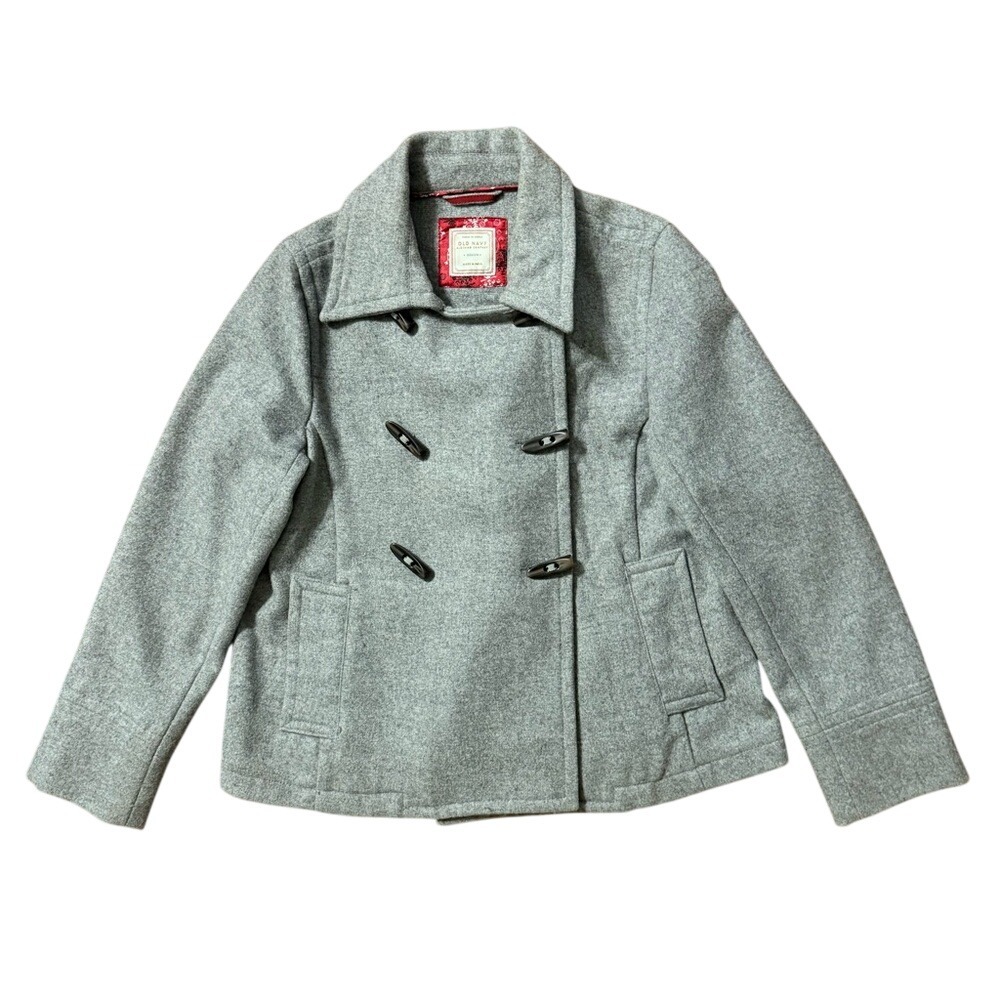 Old Navy Gray Wool Blend Toggle Coat Womens Medium Double Breasted Pea Coat
